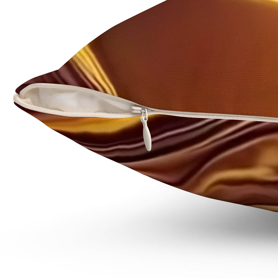 Spun Polyester Square Pillow-Gold n Brown