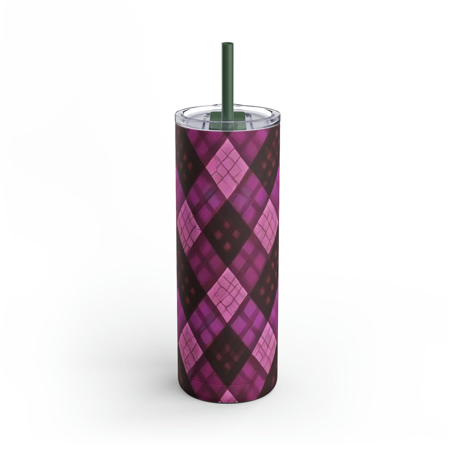 Maars Maker Skinny Matte Tumbler, 20oz-Argyle Pinks hues